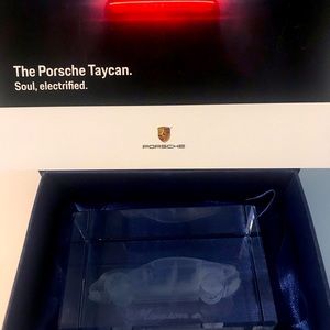 Porsche Taycan 3D Laser etch in crystal cube